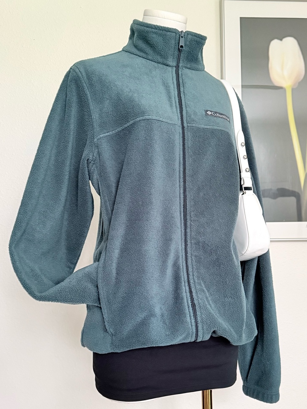 Columbia Fleece Mock Neck Zip Up Jacket Gorpcore Casual Outdoors - Picture 2 of 7